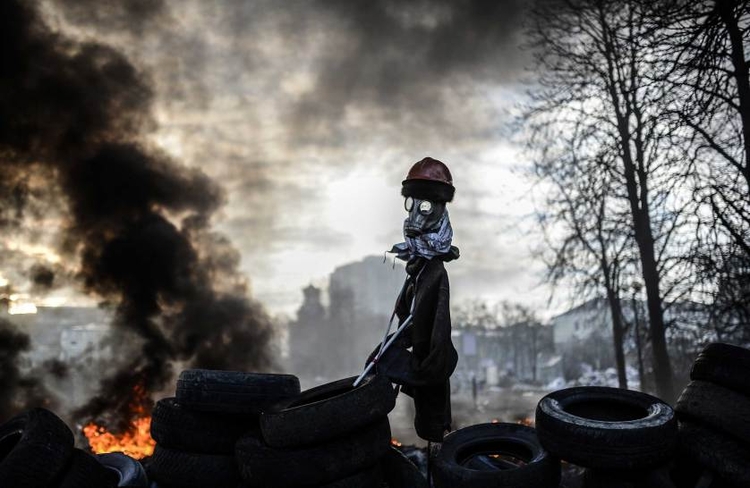 fot. Bulent Kilic / AFP / Getty Images / 21 lutego 2014
"Strach na wróble" przygotowany przez protestujących w Kijowie